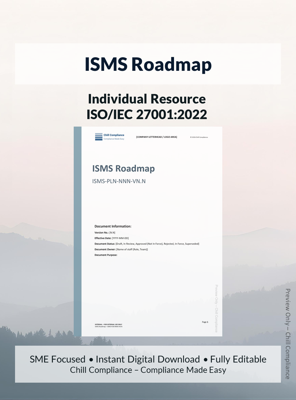 ISO 27001:2022 ISMS Roadmap editable resource and template for SMEs and startups