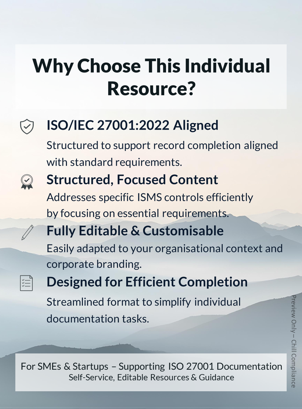ISO 27001:2022 Risk Management Procedure resource benefits and editable template features for SMEs