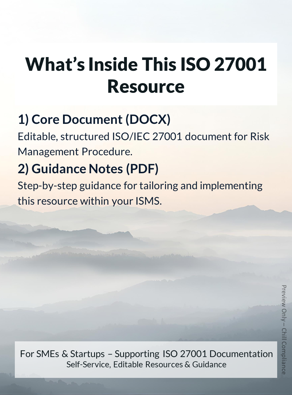 ISO 27001:2022 Risk Management Procedure resource contents showing editable templates and guidance notes