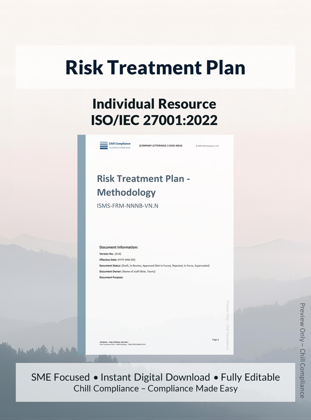 ISO 27001:2022 Risk Treatment Plan editable resource and template for SMEs and startups