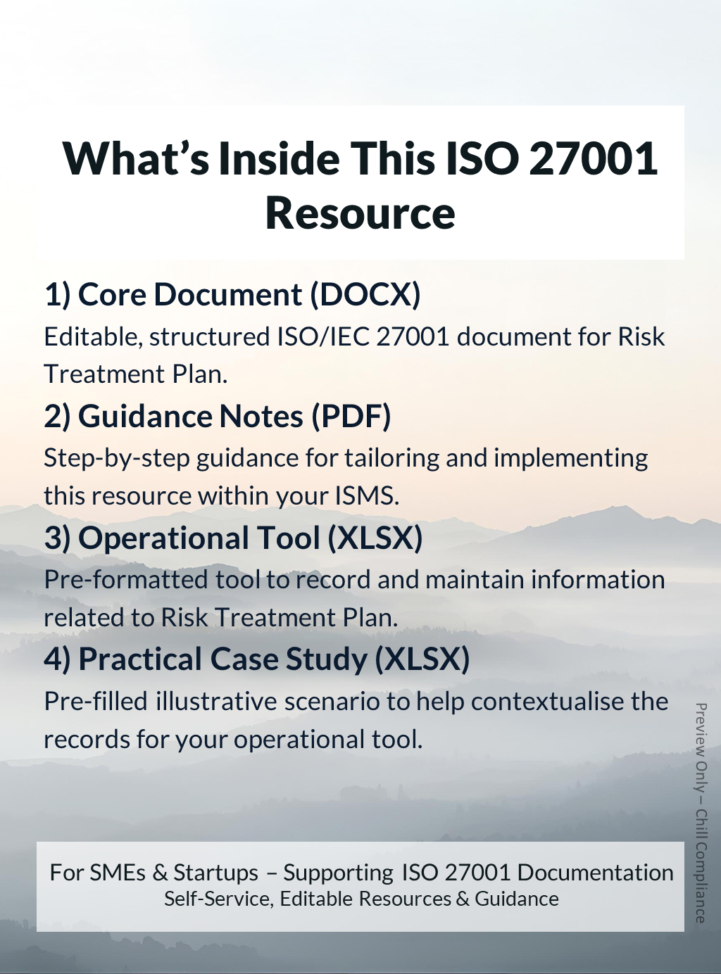 ISO 27001:2022 Risk Treatment Plan resource contents showing editable template, guidance notes, and operational tool