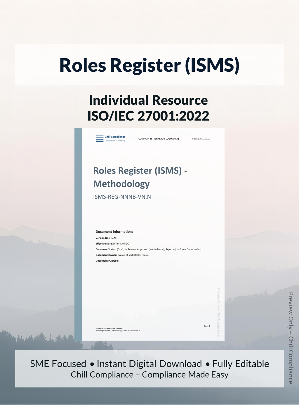 ISO 27001 Roles Register (ISMS) Toolkit – Register & Guide – Chill ...