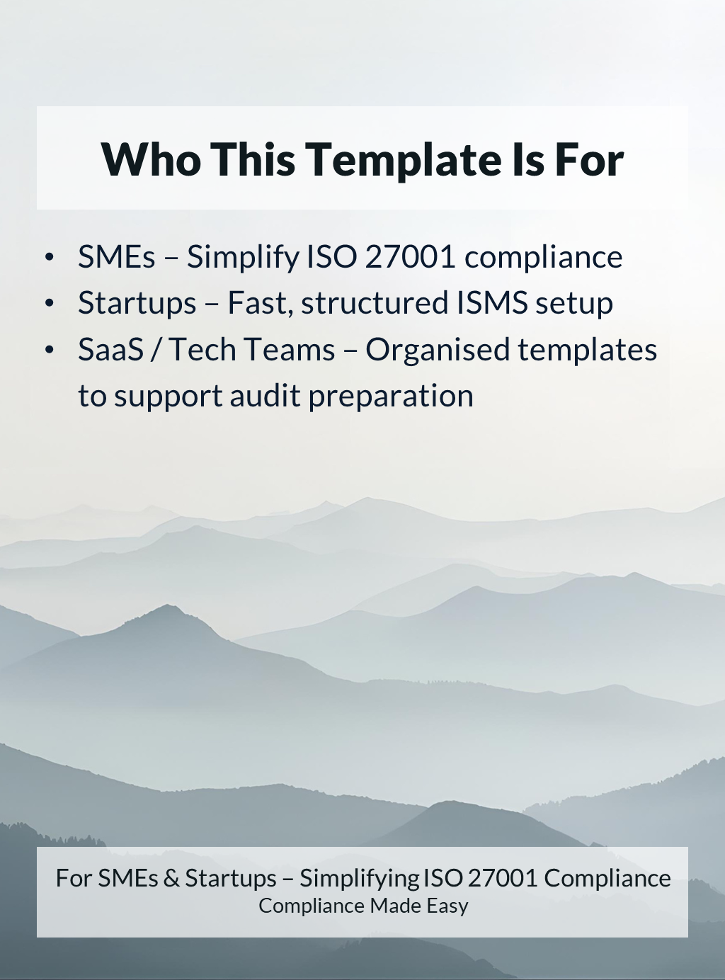 ISO 27001 Statement of Applicability template, SMEs, startups, and SaaS/tech teams, ISO/IEC 27001:2022 aligned, digital download, supports ISMS setup and audit